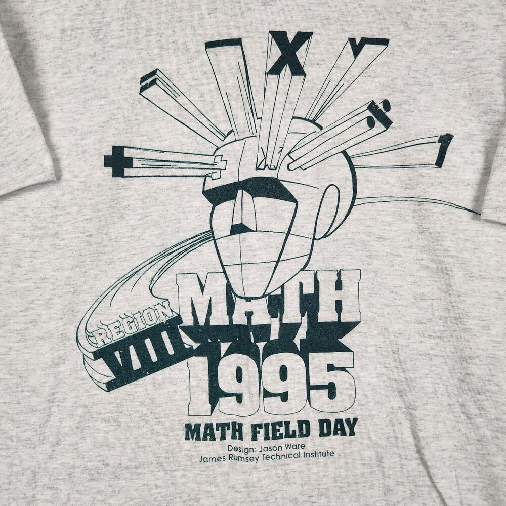 Vintage Math Field Day Graphic Shirt Mens Large Gray James Rumsey Institute 90s